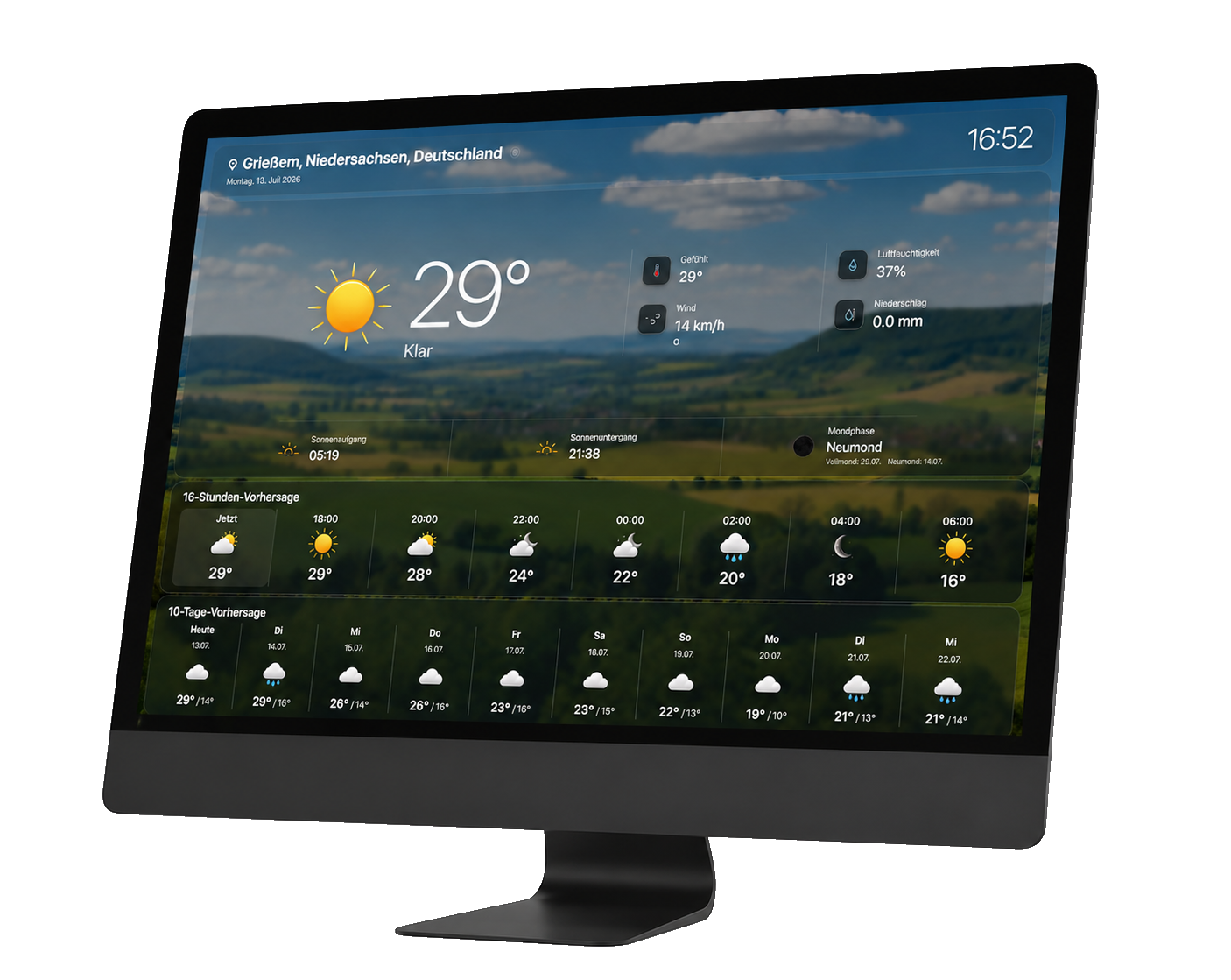 WeatherFrame auf Monitor